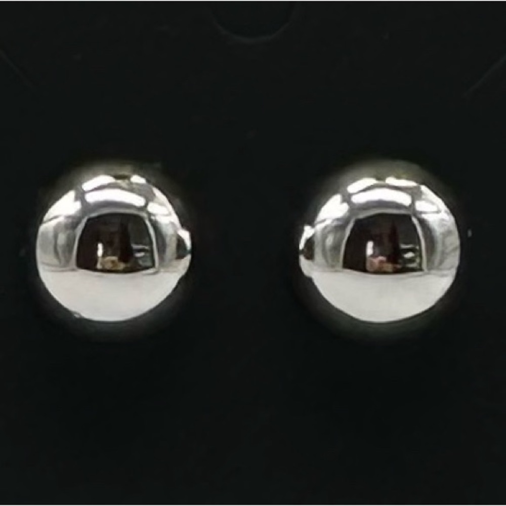 Carla Vintage Stainless Steel Half Ball Stud Earrings Signed Silver Made USA - Picture 4 of 9